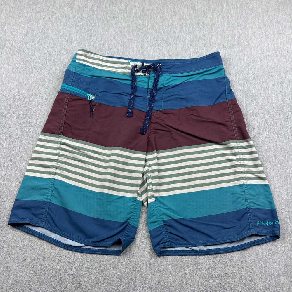 Patagonia Board Shorts Mens 32 Multicolor Stripes Wavefarer Swim Trunks 86558